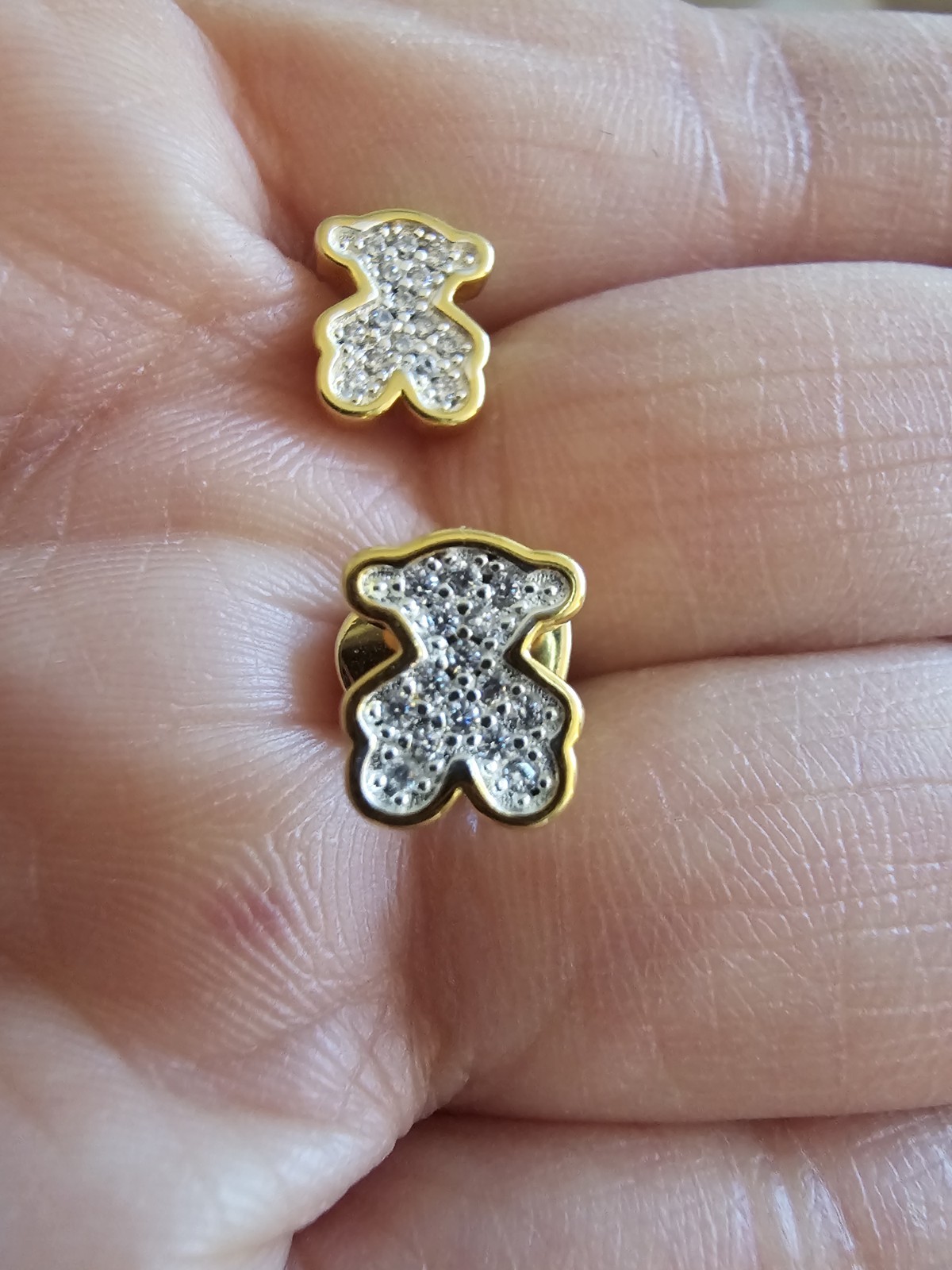 🧡💛💫Last One EARRINGS STUDS TOUS S925 VERMEIL RINESTONE BEAR