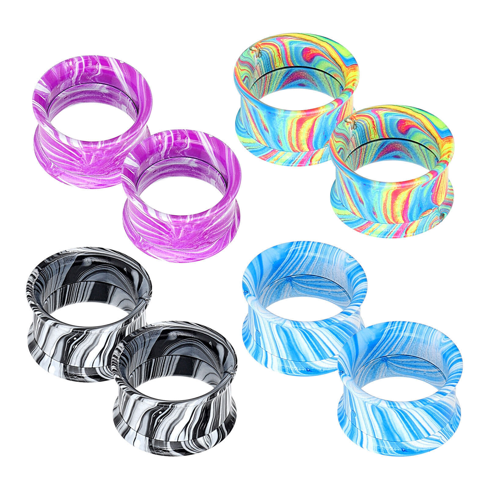 10pcs Wholesale Ear Plugs Double Flared Tunnels Mix Style Expander Gauge 2g-3/4″