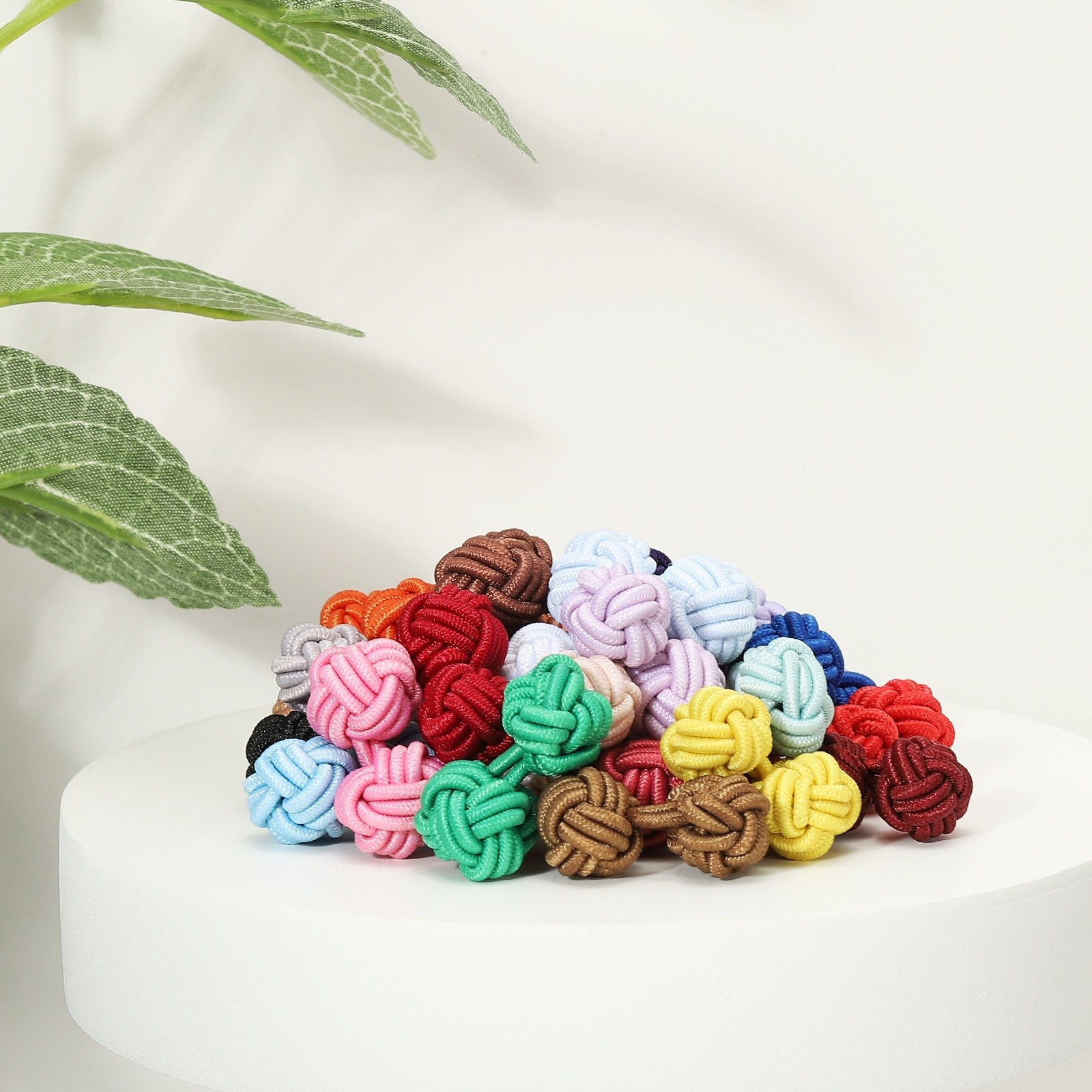 5 Pairs Silk Knot Cufflinks, Elastic Fabric Shirt Cufflinks, Deep Green