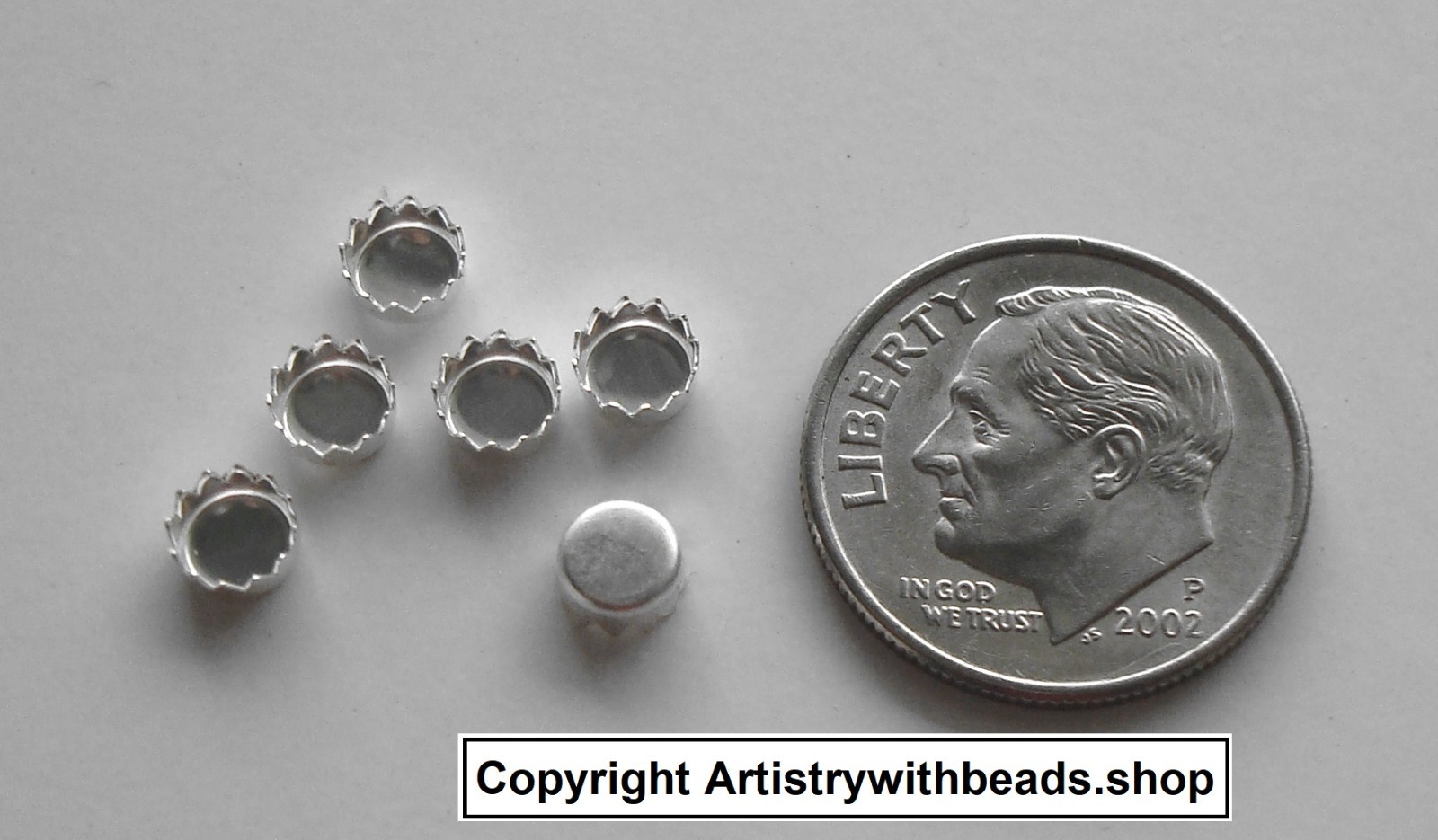 Sterling Silver 4mm Bezel cups 6 round machine made serrated edge bezels BC004S