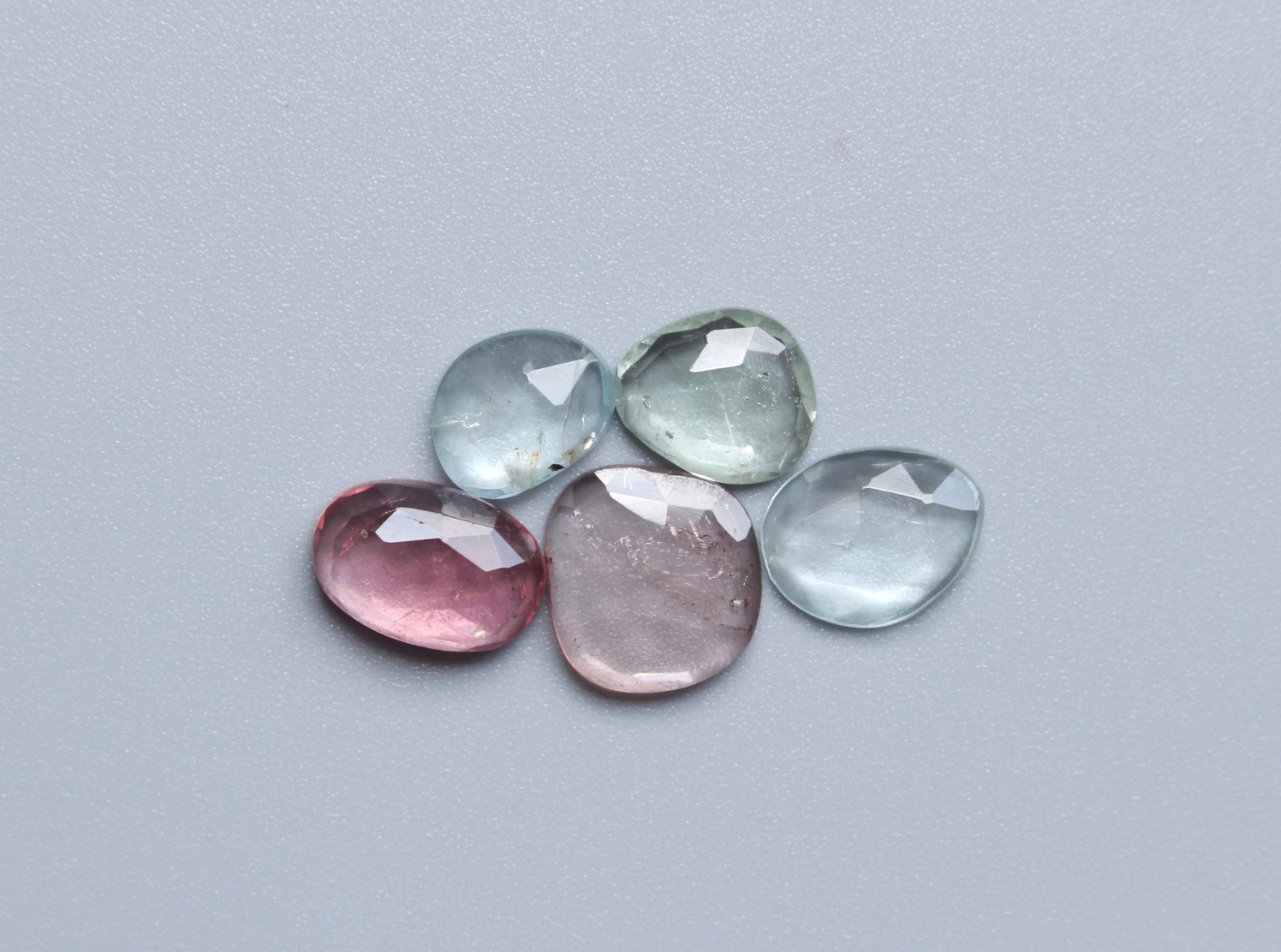 Aquamarine & Tourmaline Rose Cut Gemstone Natural Rose Cut Faceted Set 8To10MM