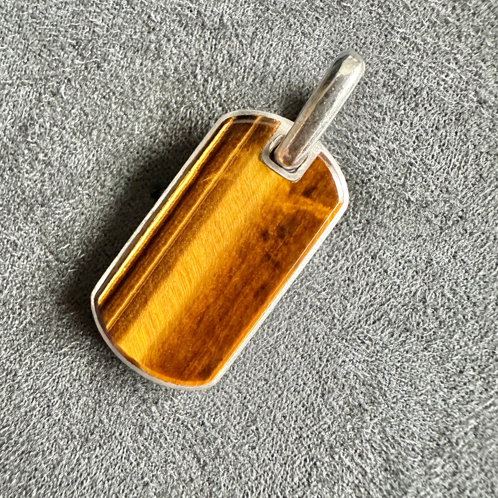 David Yurman Chevron Dog Tag Pendant w/ Tiger’s Eye – 27mm – FREE SHIPPING