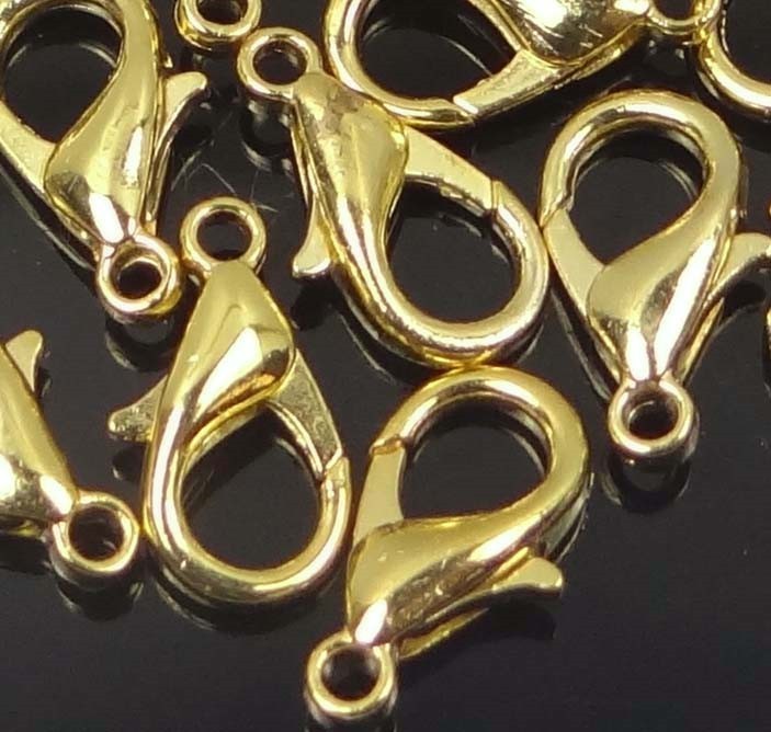 20 Glod Plated Pewter / Alloy Lobster Claw Clasps 12x6mm