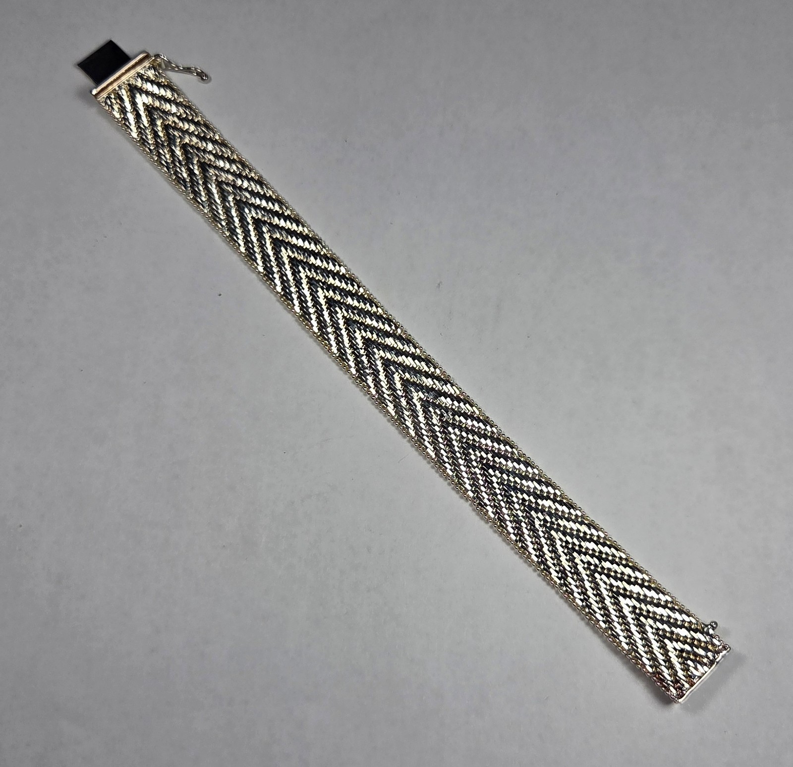 MILOR Sterling Silver Chevron Riccio Bracelet 5/8″ Wide 7″ Long 40.9 g Italy