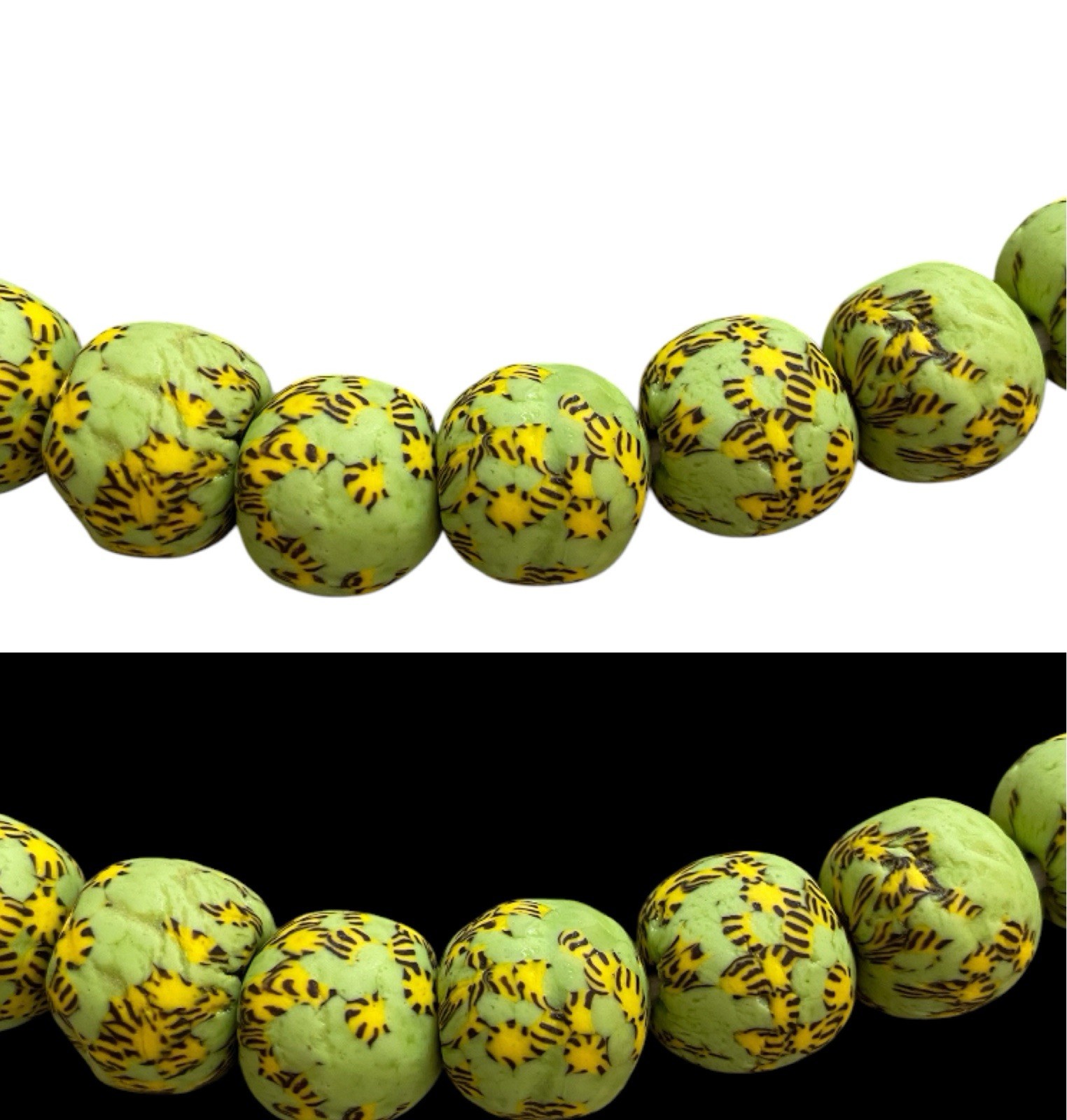 Handmade African Green Recycled Chunky Glass Beaded Necklace 22.5in