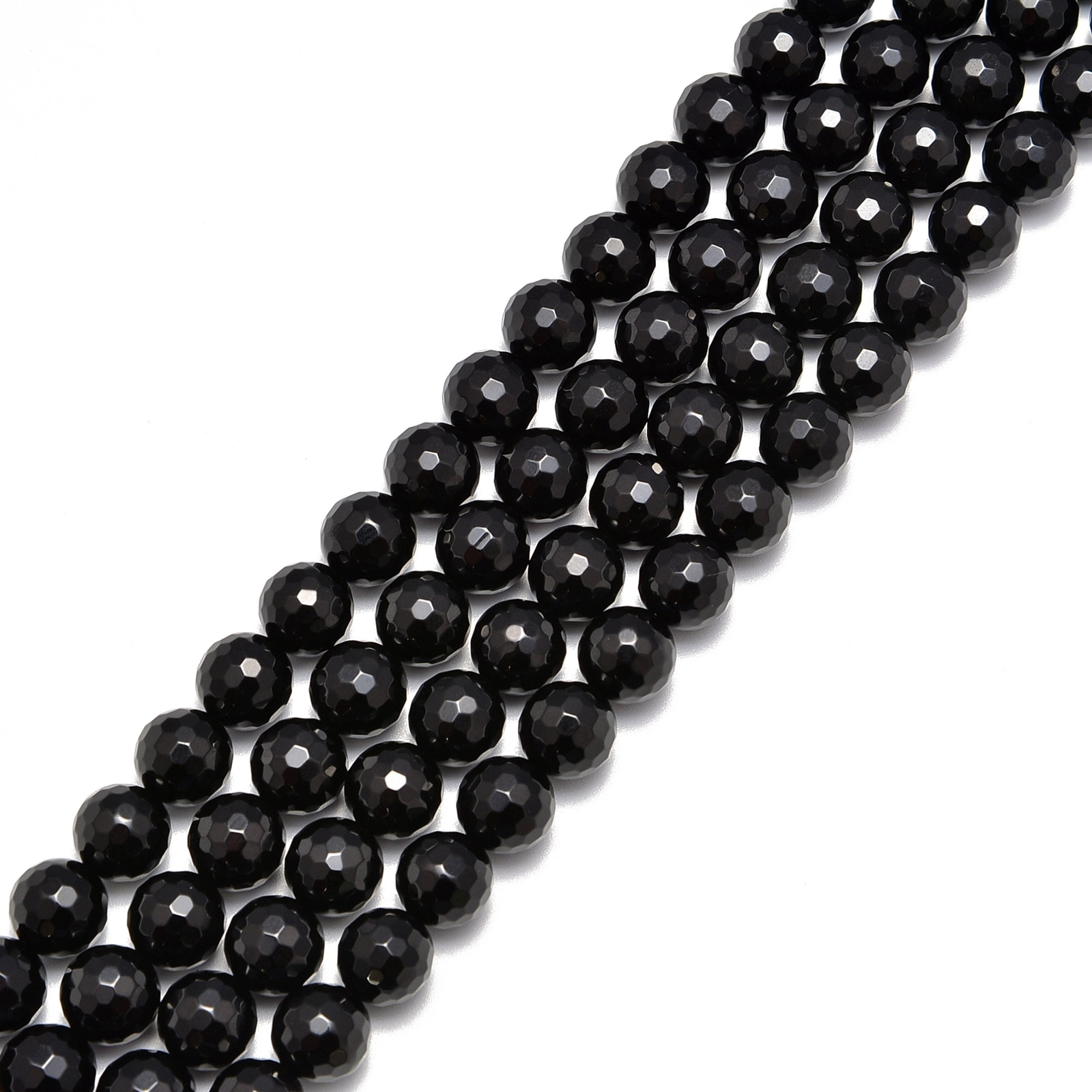 Black Onyx Faceted Round Beads 4mm 6mm 8mm 10mm 12mm 14mm 16mm 18mm 15.5″ Strand