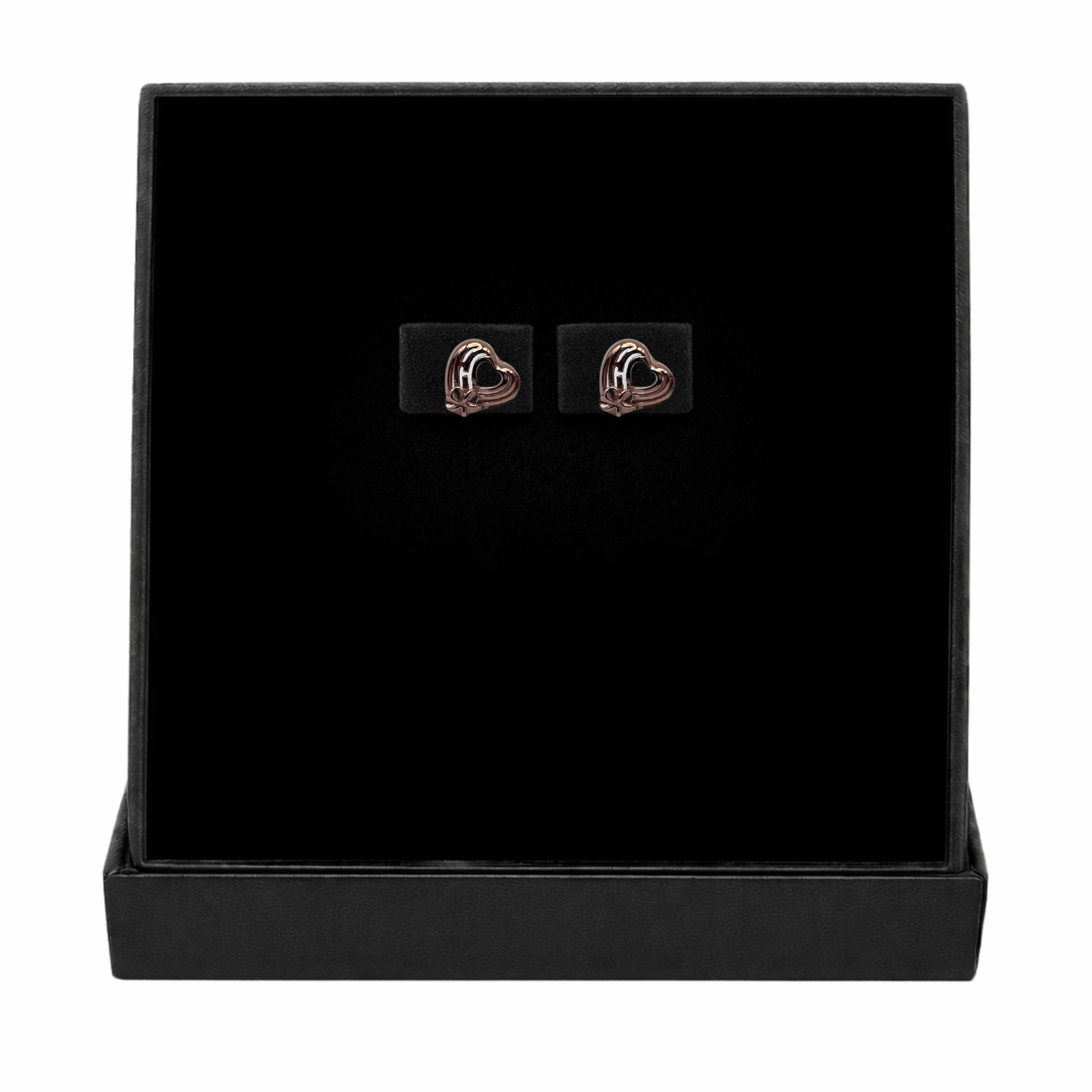 Island Heart Stud Earrings 925 Sliver Rose Tone Flower Jewelry Free Shipping
