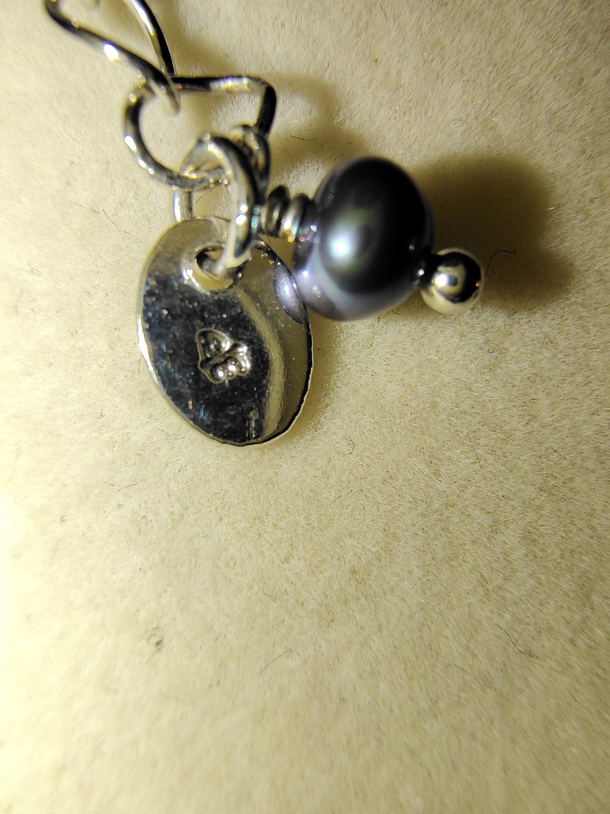 Danbury Mint Peacock Black Pearl Trillion CZ Y Drop Necklace 18″ + 2″ Extender