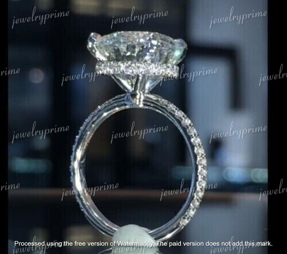 4Ct Round Cut Lab Created Diamond Solitaire Ring 14K White Gold Plated Silver