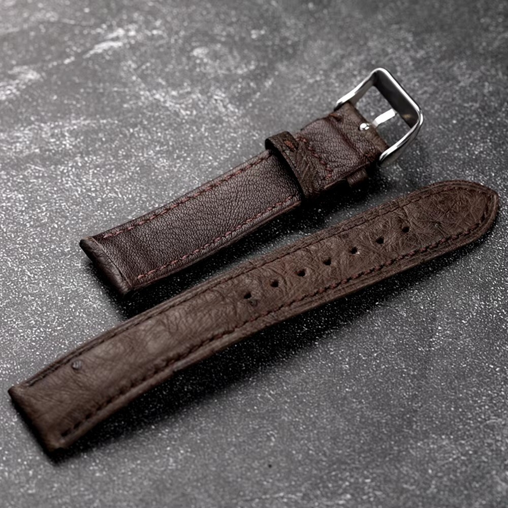 Black Brown Ostrich Leather Watch Strap 18mm 19mm 20mm 21mm 22mm