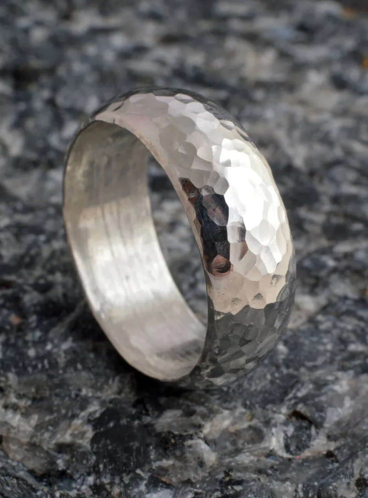 Solid 925 Sterling Silver Hammered Band Ring StatmentRing Handmade Ring All Size