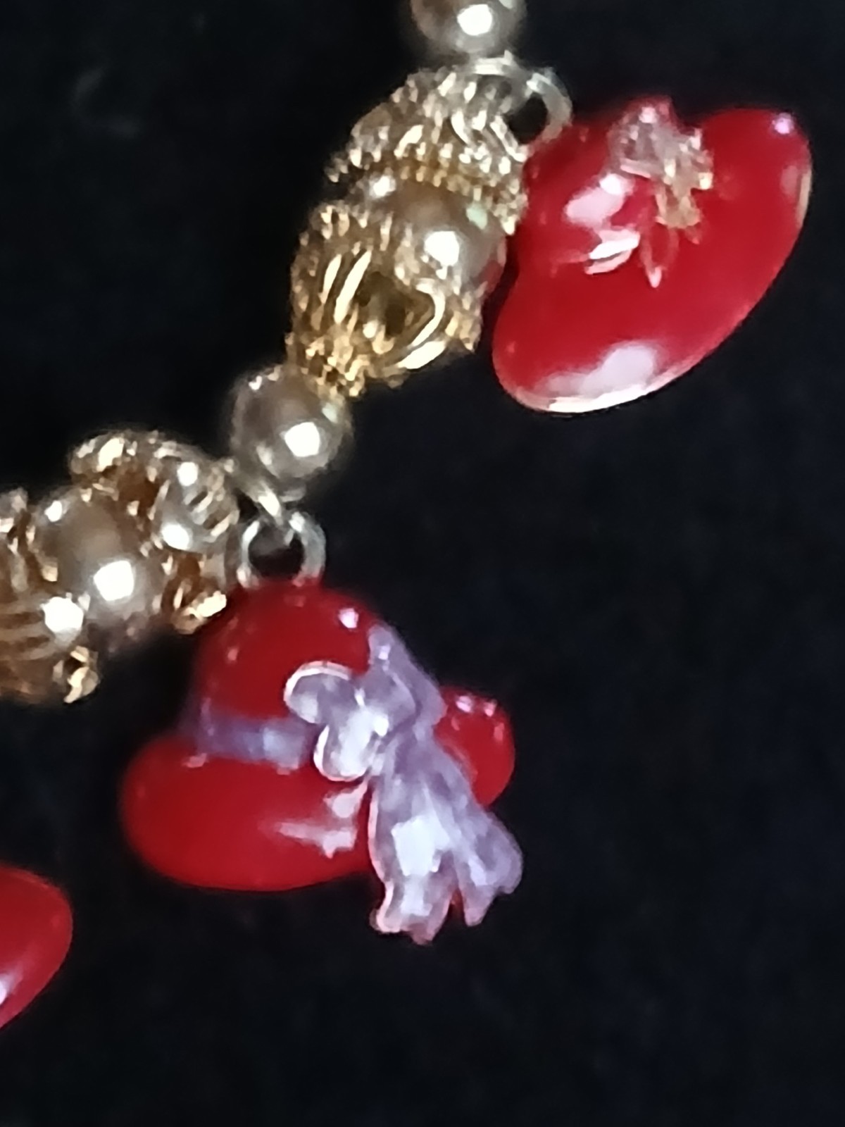 Vintage Red Hat Society Stretch Red and Silver Charm Bracelet Nice