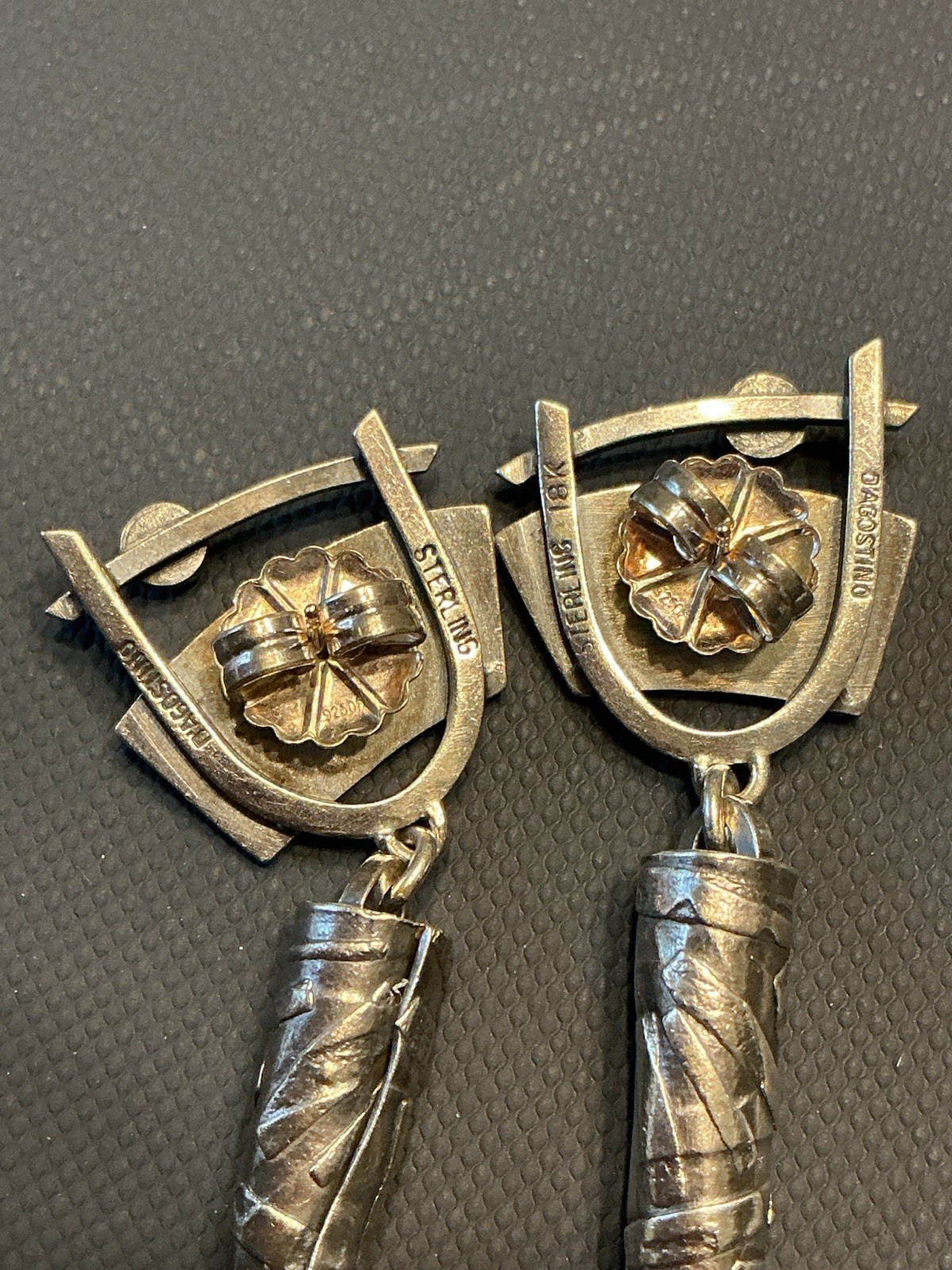 Unique Artisan Sterling Silver Dangle Drop Earrings With Stones