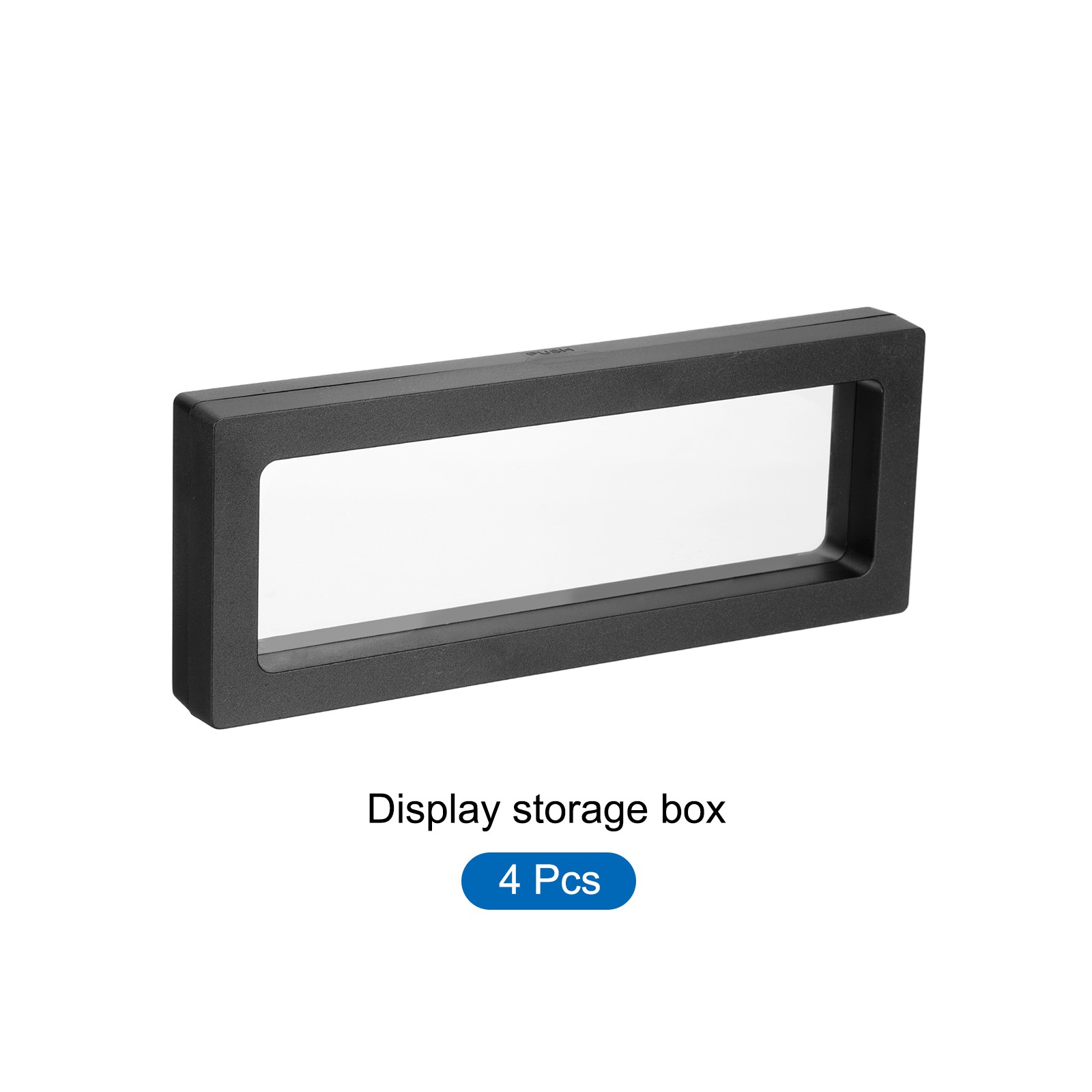 Floating Thin Film Display Box, ABS Frame Case 18cm x 7cm x 2cm Black Pack of 4
