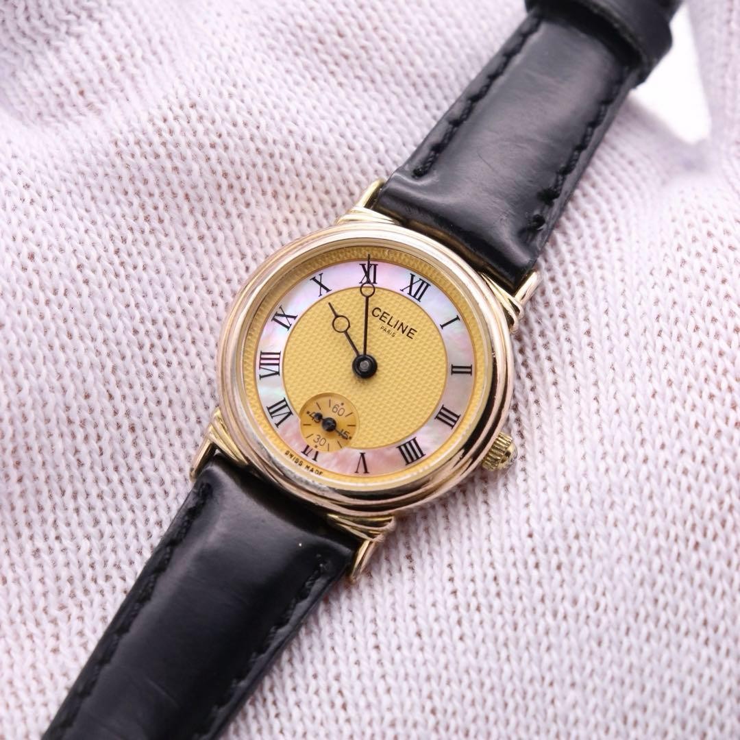 CELINE D2903-3 Small Seconds Watch 22mm New Battery Vintage Working