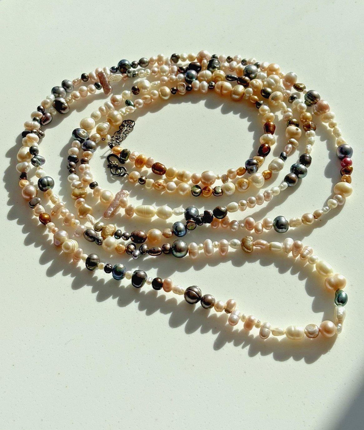 Multicolor Freshwater Pearl 69″ Long Necklace Iridescent Variation