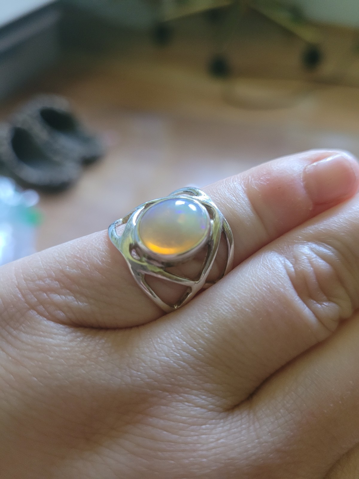 925 Sterling Silver Ethiopian Opal Ring Size 6 JTV Gemstone Jewelry