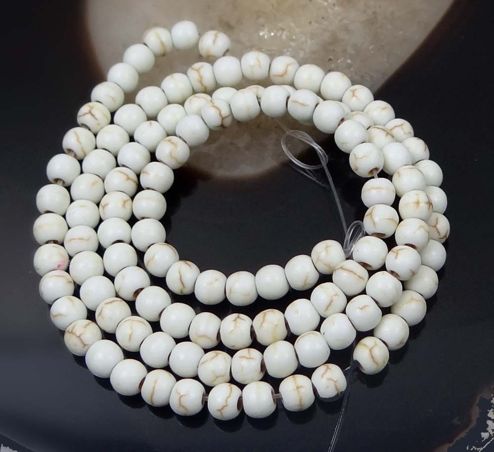 4mm White Howlite Turquoise Round Beads 15.5″