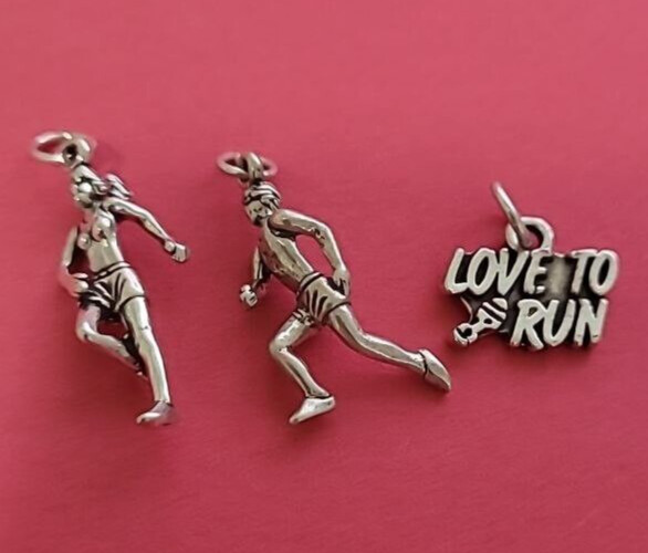 Sterling Silver Jogger Running Female Runner Male Runner Charm Pendant 925 USA