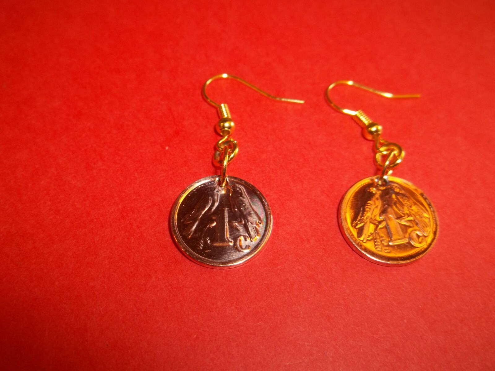 ONE (1) CENT – SOUTH AFRICAN CAPE SPARROWS – COIN DROP EARRINGS – 1991 to 2000