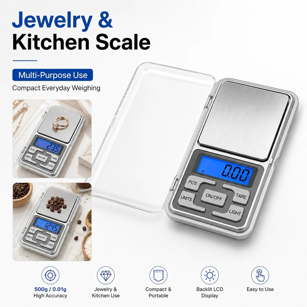 500g 0.01g High Precision Digital Pocket Scale Portable Mini Jewelry Gram Scale