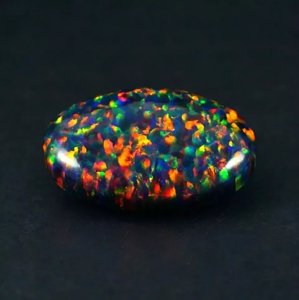 Natural Black Fire Opal Oval Cabochon 9.60 Ct AAA+ Australian LT Loose Gemstone