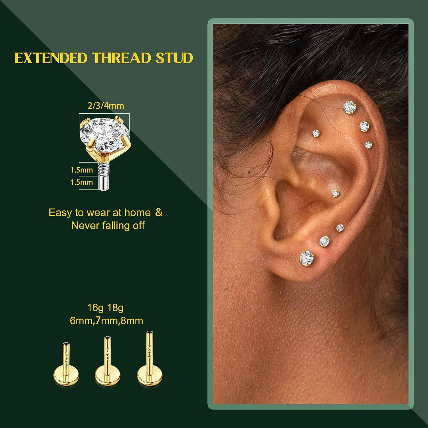 Flat Back Earrings Stud : 14K Gold Filled Titanium Surgical Steel Earrings Hypoa