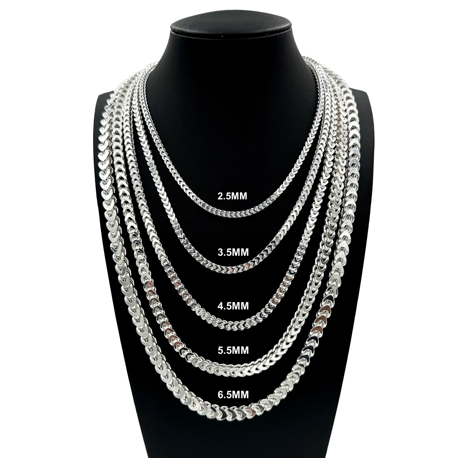 Mens Real 925 Solid Sterling Silver Franco Chain Necklace or Bracelet ITALY
