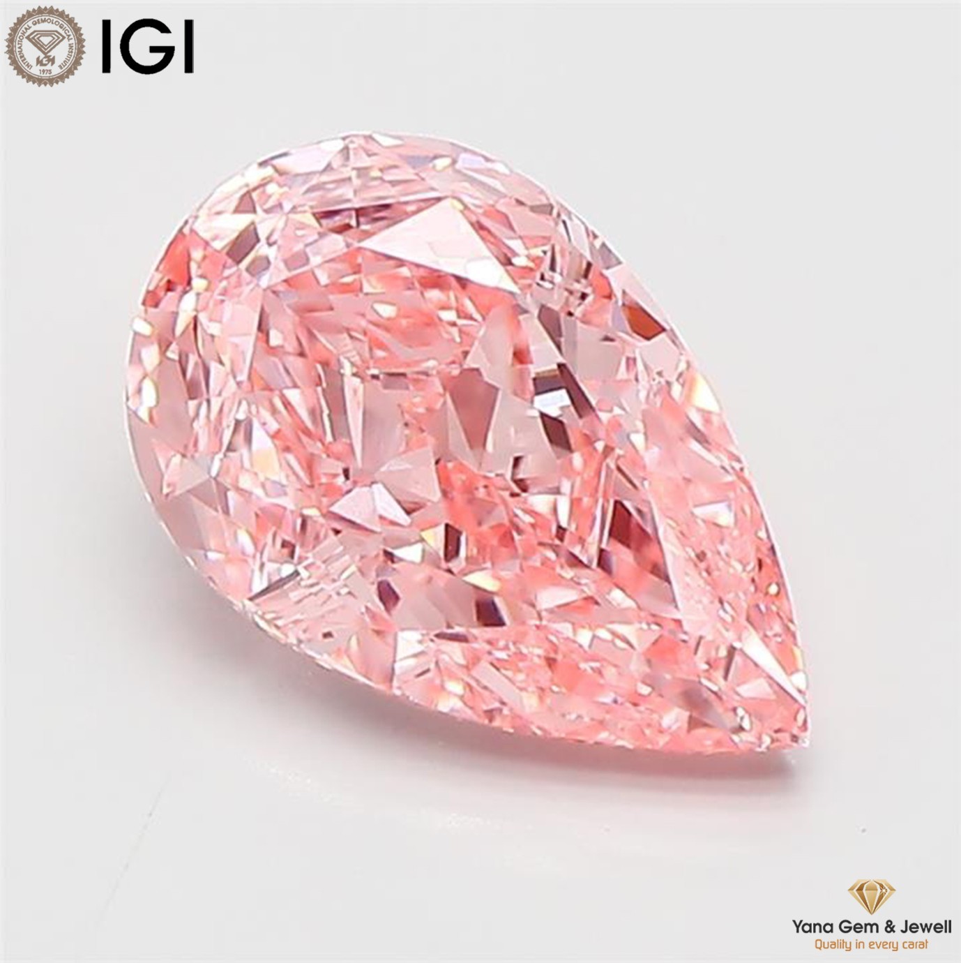 CVD Lab Grown Diamond Pear Shape IGI Certified VS1 Clarity Vivid Pink 2.00 Carat