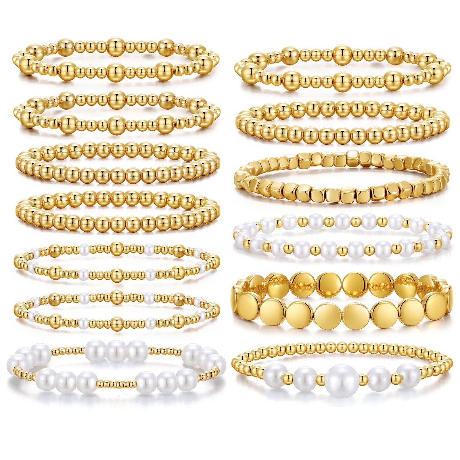 KISS WIFE Gold Bracelets for Women Gold Bracelet Stack Pearl Beaded Bracelets…