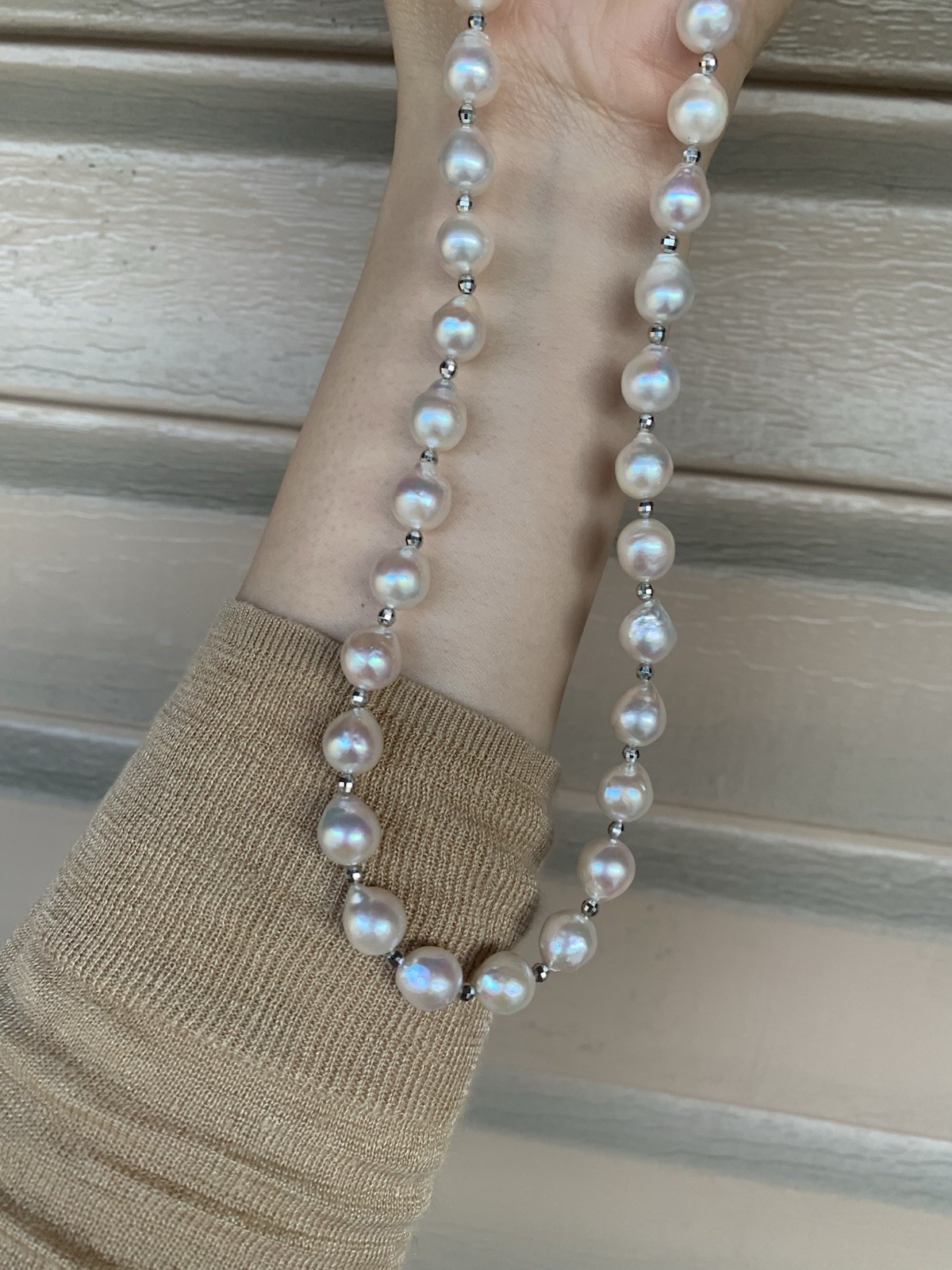 NEW 24” south sea saltwater Pearl beaded necklace 9mm baroque