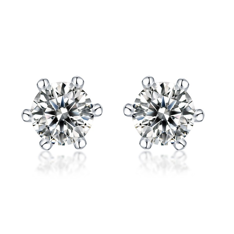 Luxury Moissanite 0.5ct Six‑Prong Stud Earrings – S925 Sterling Silver – Classic