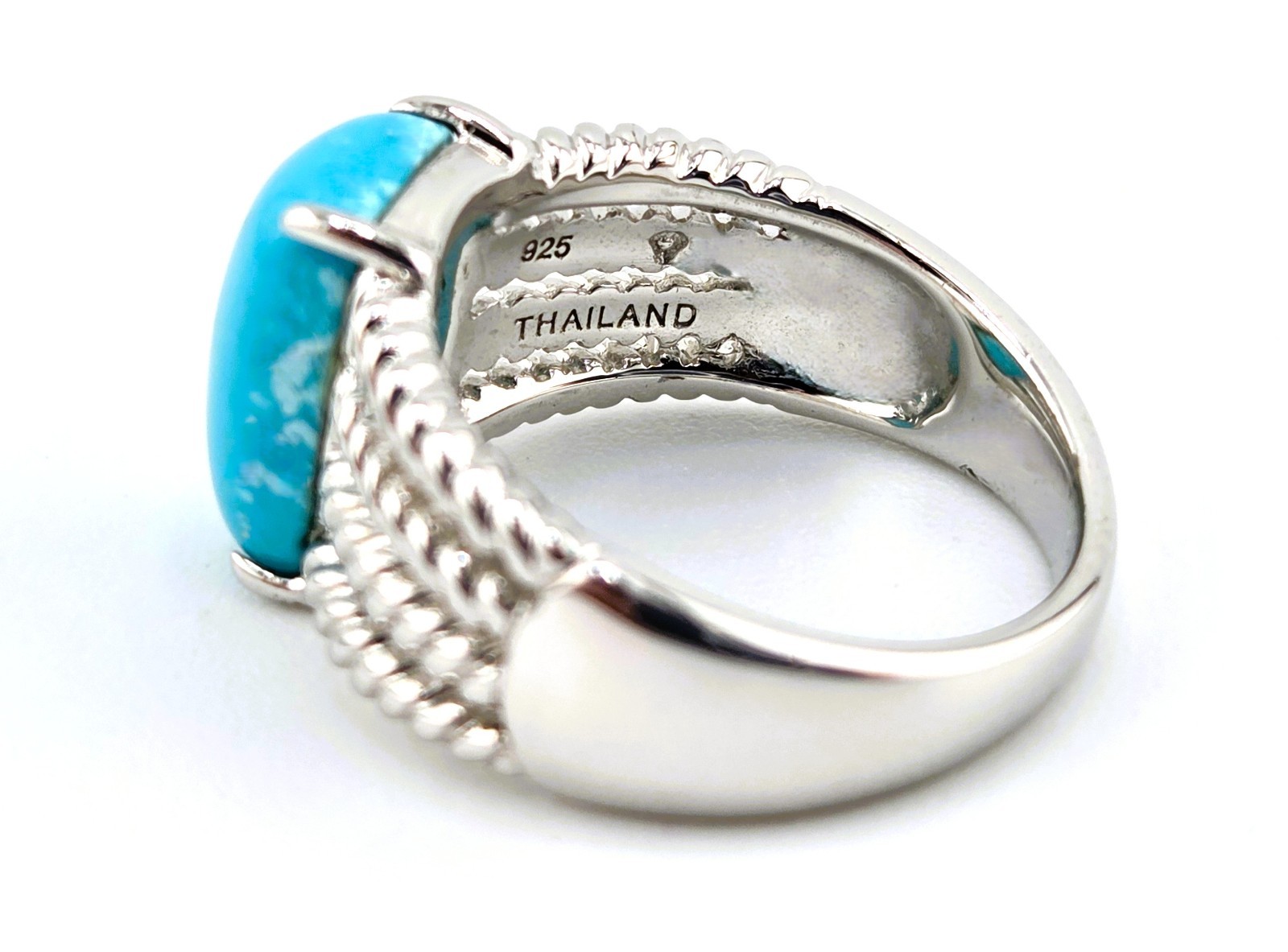 Turquoise Sleeping Beauty Ring Size 7 Sterling Silver 925 Thailand 1623