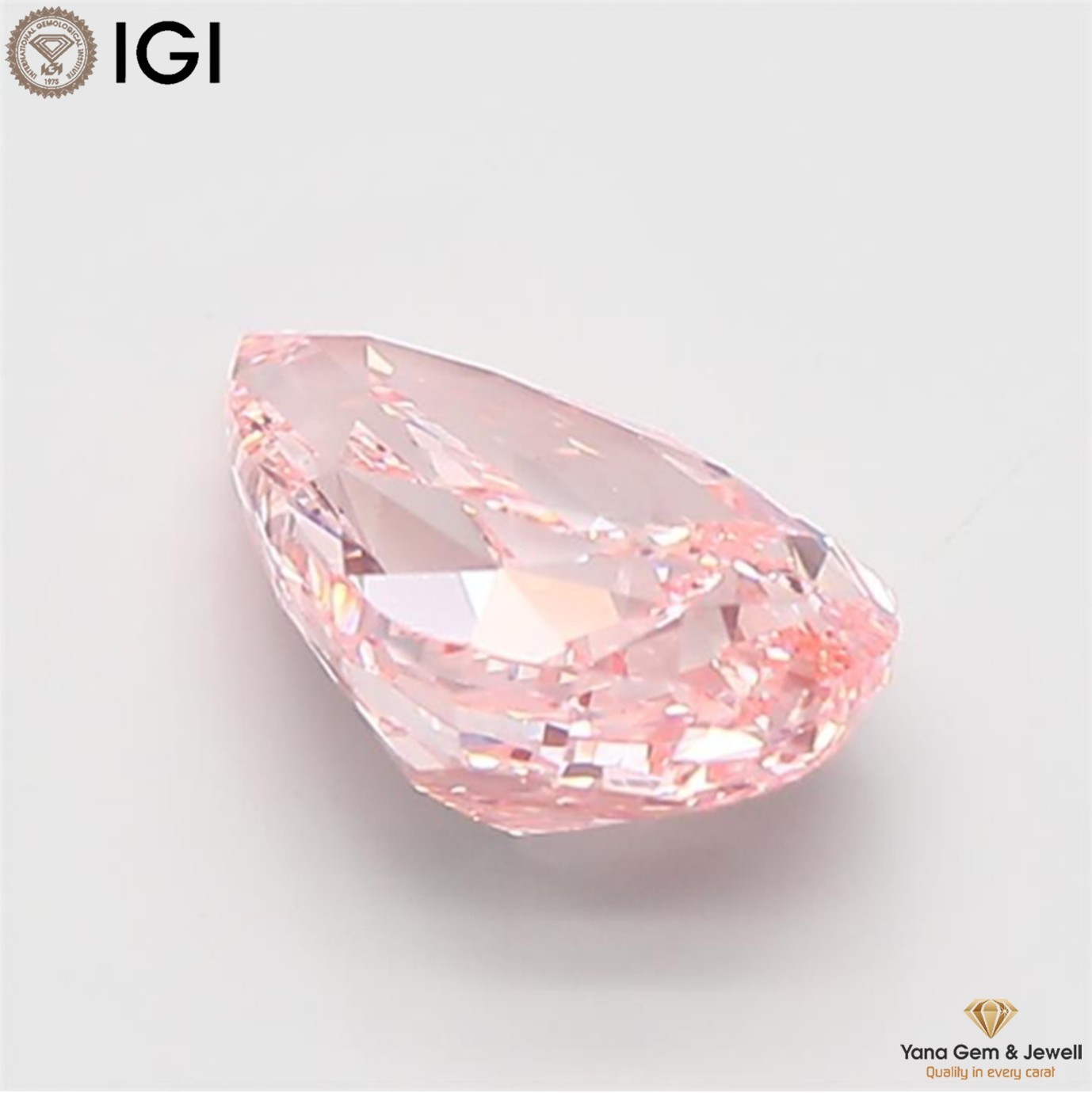 CVD Lab Grown Diamond Pear Shape IGI Certified VS1 Clarity Vivid Pink 2.00 Carat