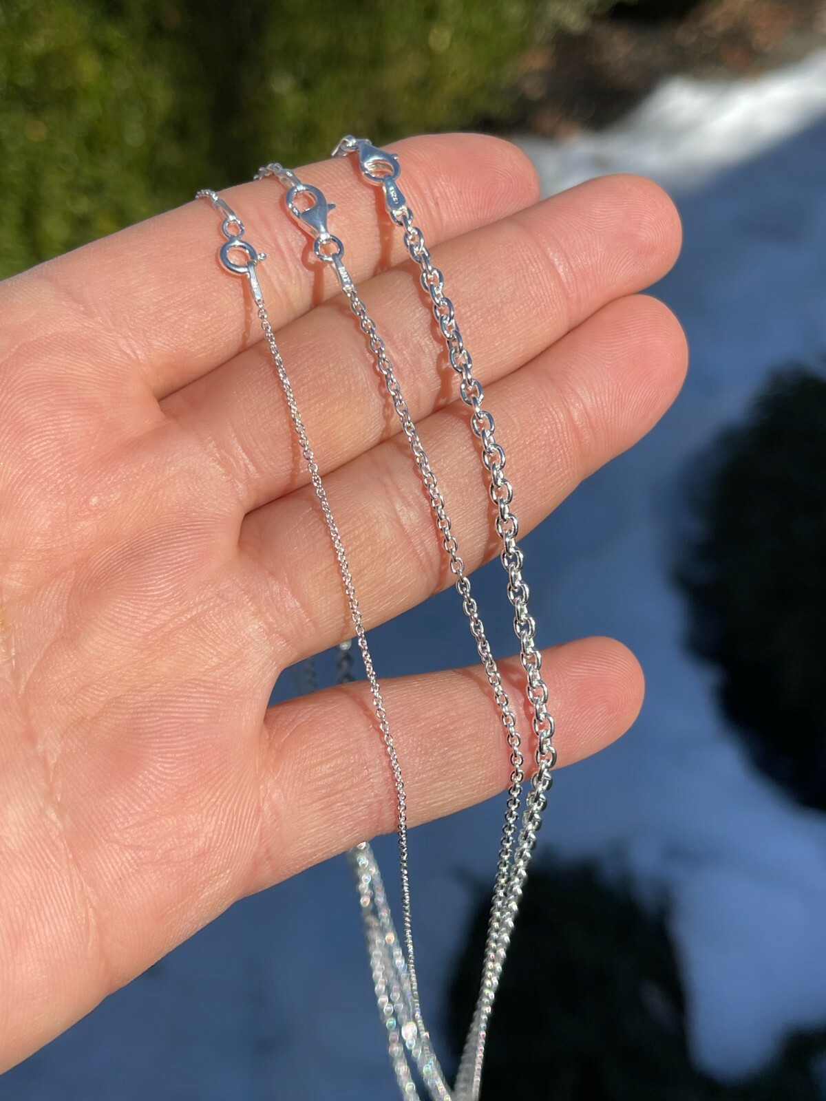 Real Solid 925 Sterling Silver Anchor Cable Chain Rolo Necklace 1mm – 3mm ITALY