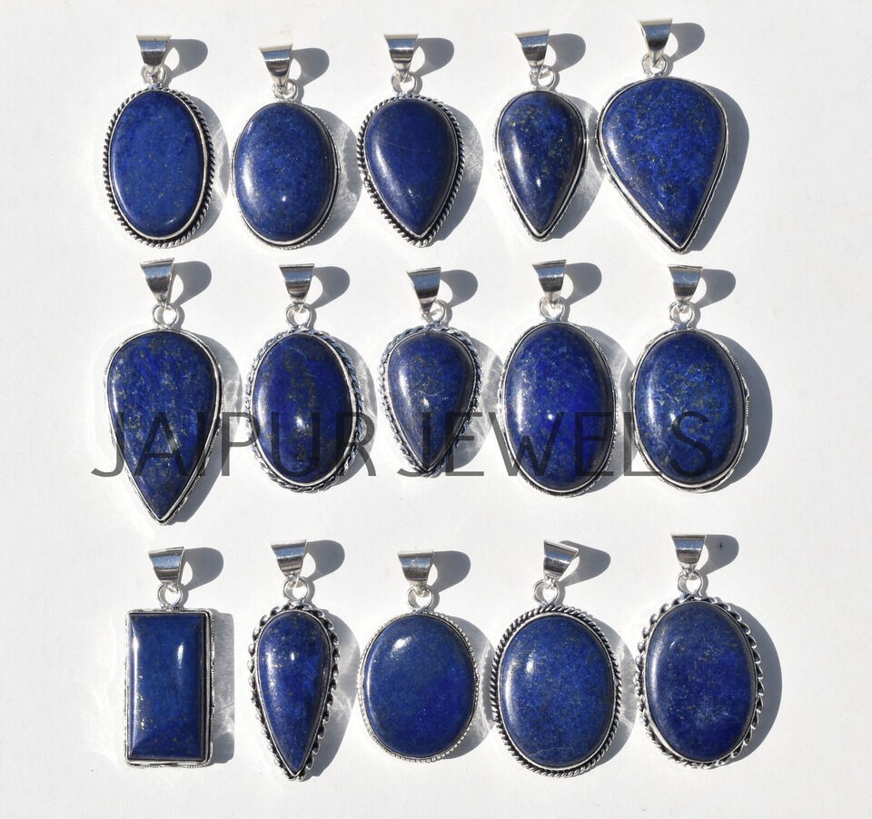 1-1000 Pcs Lapis Lazuli Gemstone Handmade Pendant Lot Bulk: Silver Plated WH-6