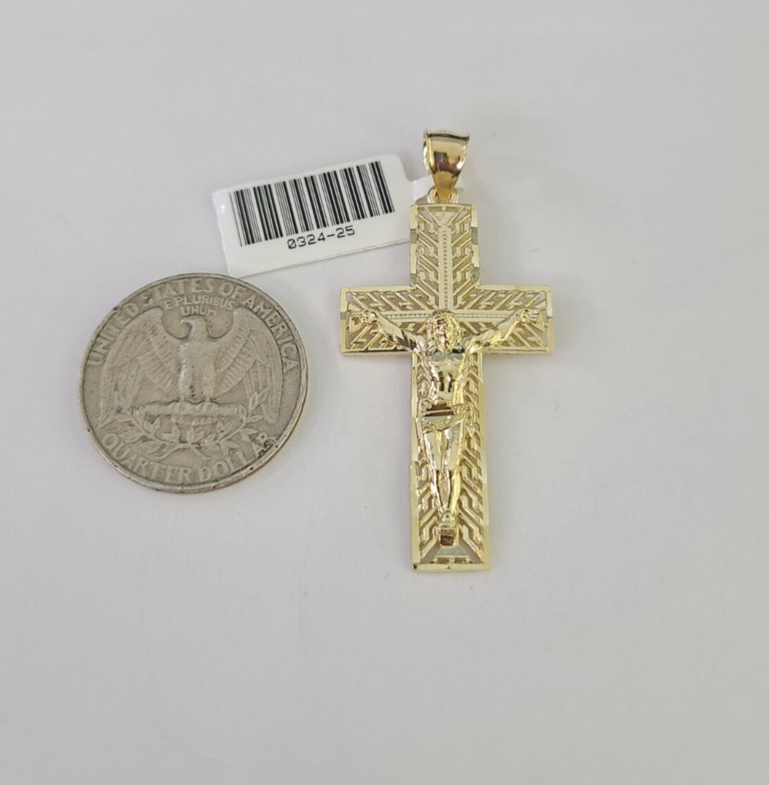 10k Jesus Cross Charm Pendant Religious REAL 10Kt Yellow Gold Genuine Crucifix.