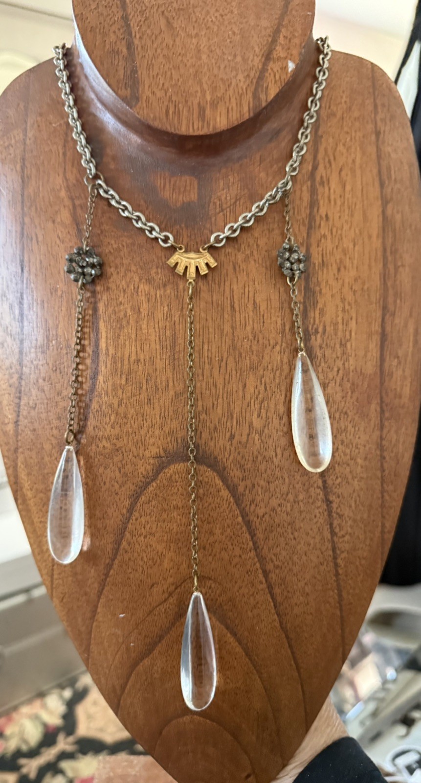 THEA GRANT 29” SILVER AND CRYSTAL DROP NECKLACE FROM BARNEYS NYC