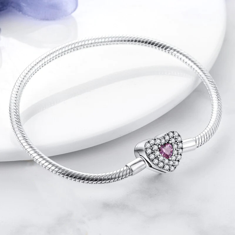 Pink Heart Charm Bracelet, Bracelet For Charm, Heart Beaded Bracelet