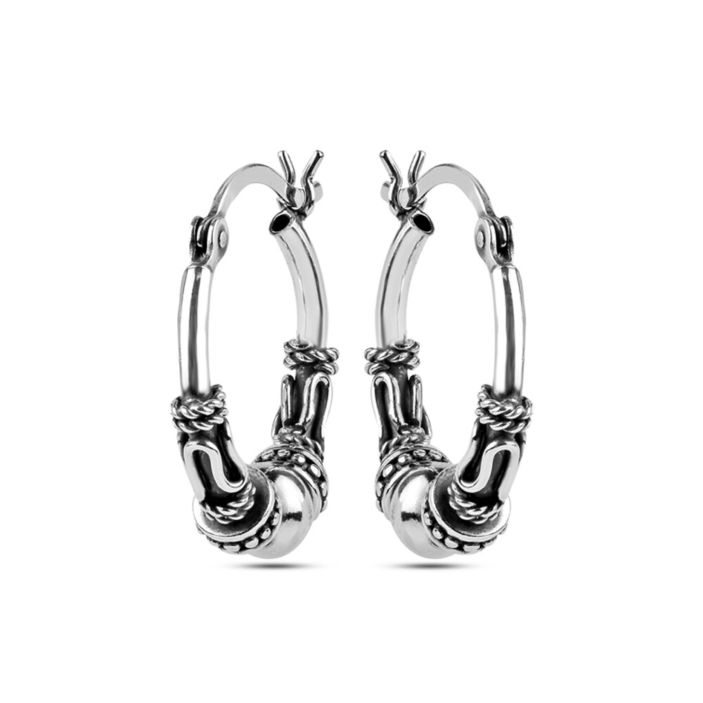 LeCalla Sterling Silver Antique Light-Weight Spiral Bali Women Teen Hoop Earring