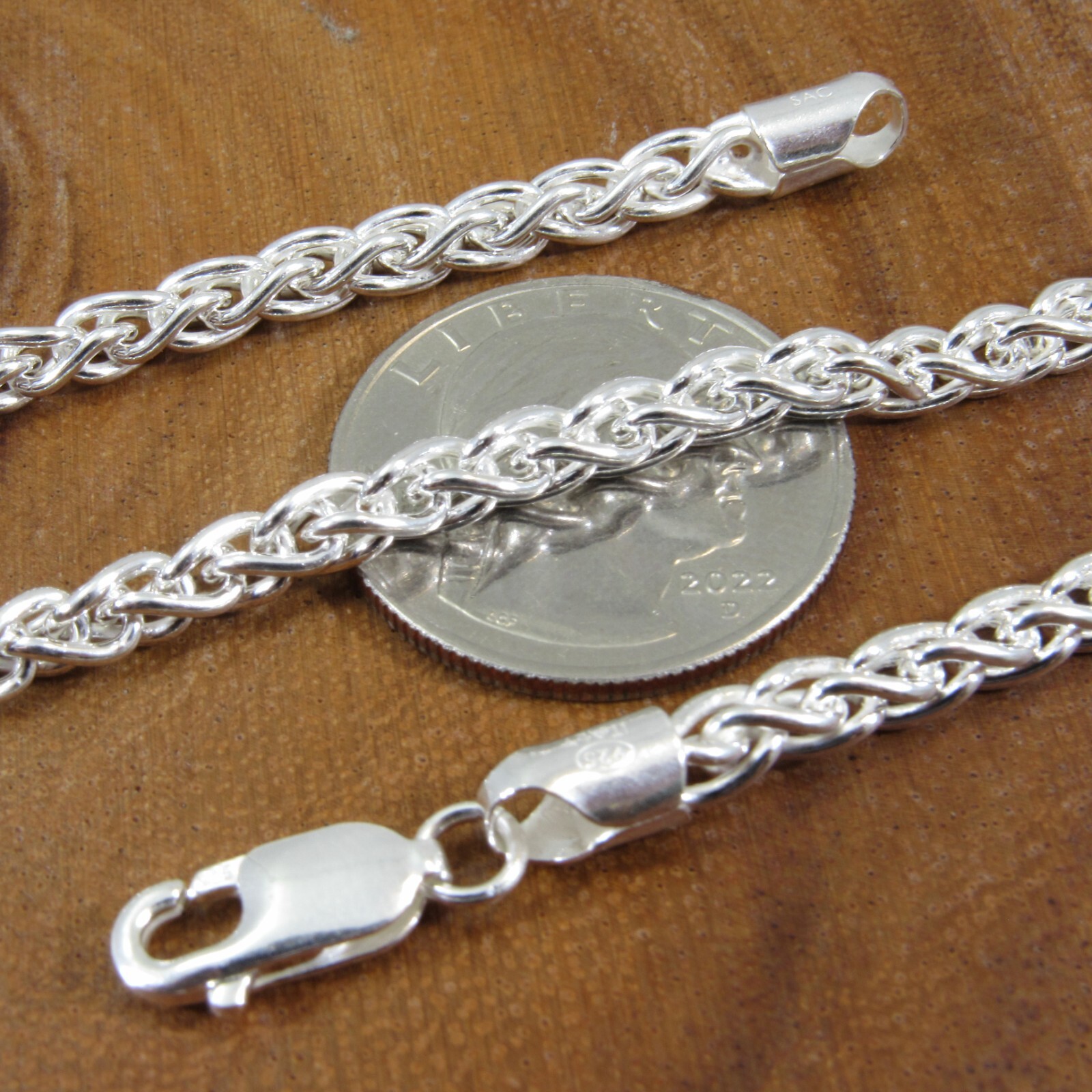 Solid 925 Sterling Silver Braided Wheat Chain Italian Spiga Necklace / Bracelet