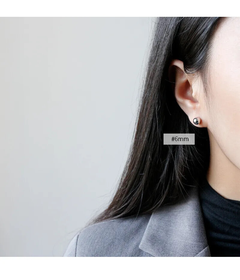 S925 Sterling Silver Round Ball Stud Earrings