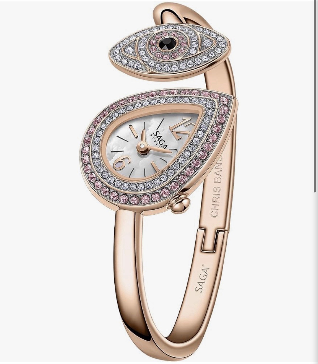 Saga Angel Eye Bracelet Swiss Movement Teardrop 129 Danube Crystals Small