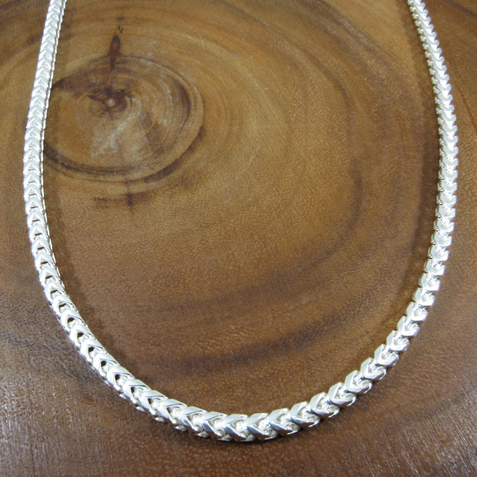 Solid 925 Sterling Silver Mens Italian Franco Link Chain, Hip Hop Jewelry, Italy