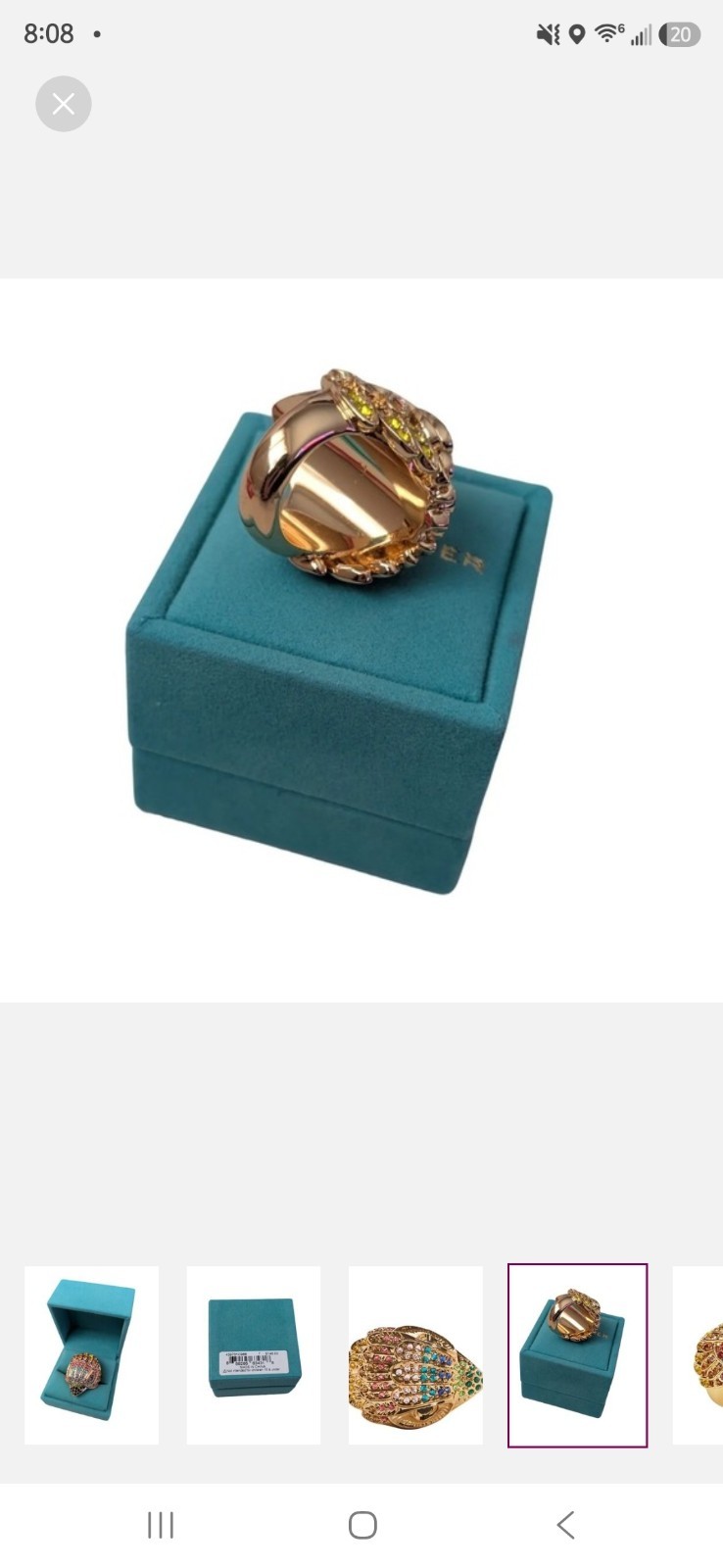 Kurt Geiger Eagle Bird Colorful Crystal | Ring Size 8 | New tags + box