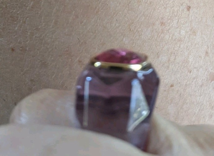 Acrylic Or Lucite Ring With Pink Stone Síze 8 It Is Bulky