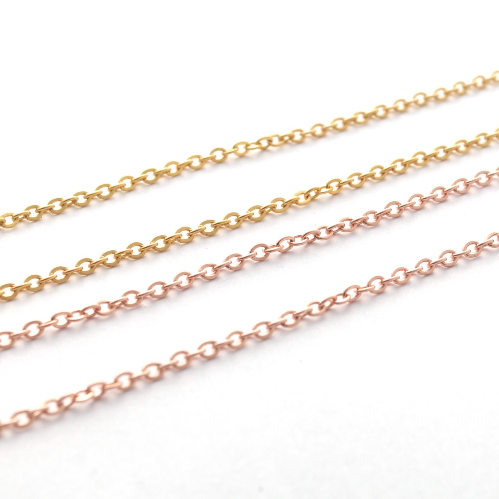 2Pcs Silver Gold Stainless Steel 1.6mm O-Link Chain Necklace Fashion Jewelry DIY