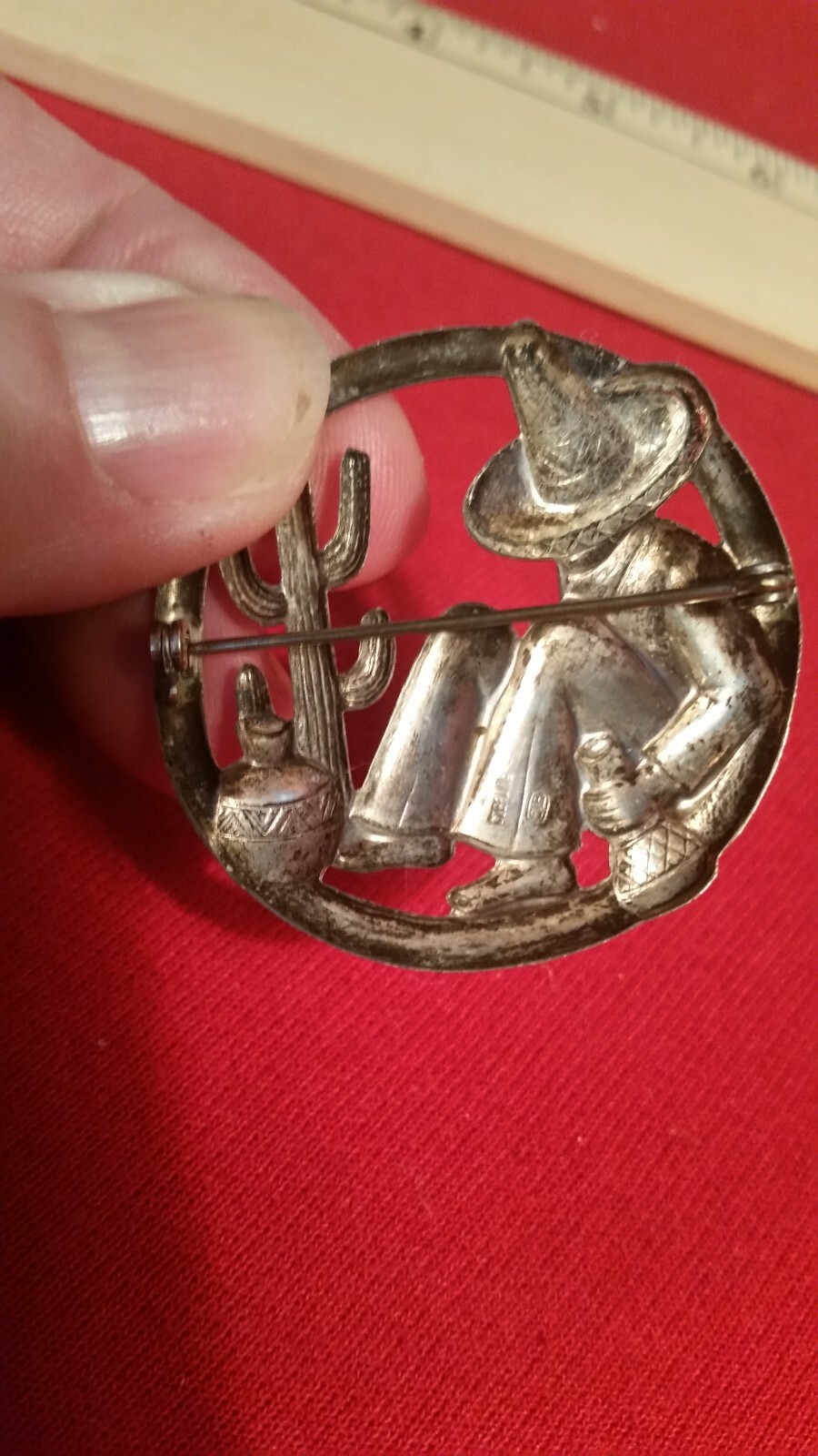 Mexican style Sterling Silver Pin cactus Gift GrAdv Shipping paid by the buyer