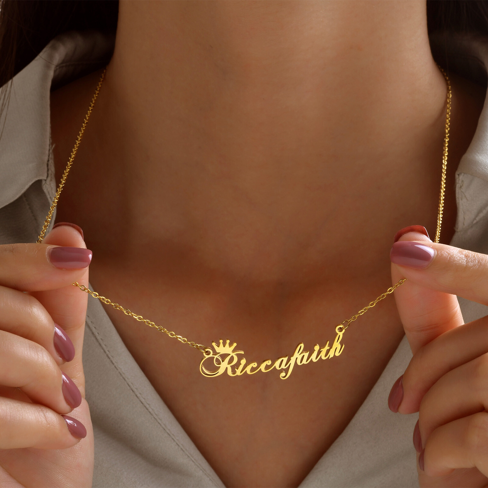 Personalized Name Custom Letter Gold Women Necklace Stainless Steel Pendant Gift