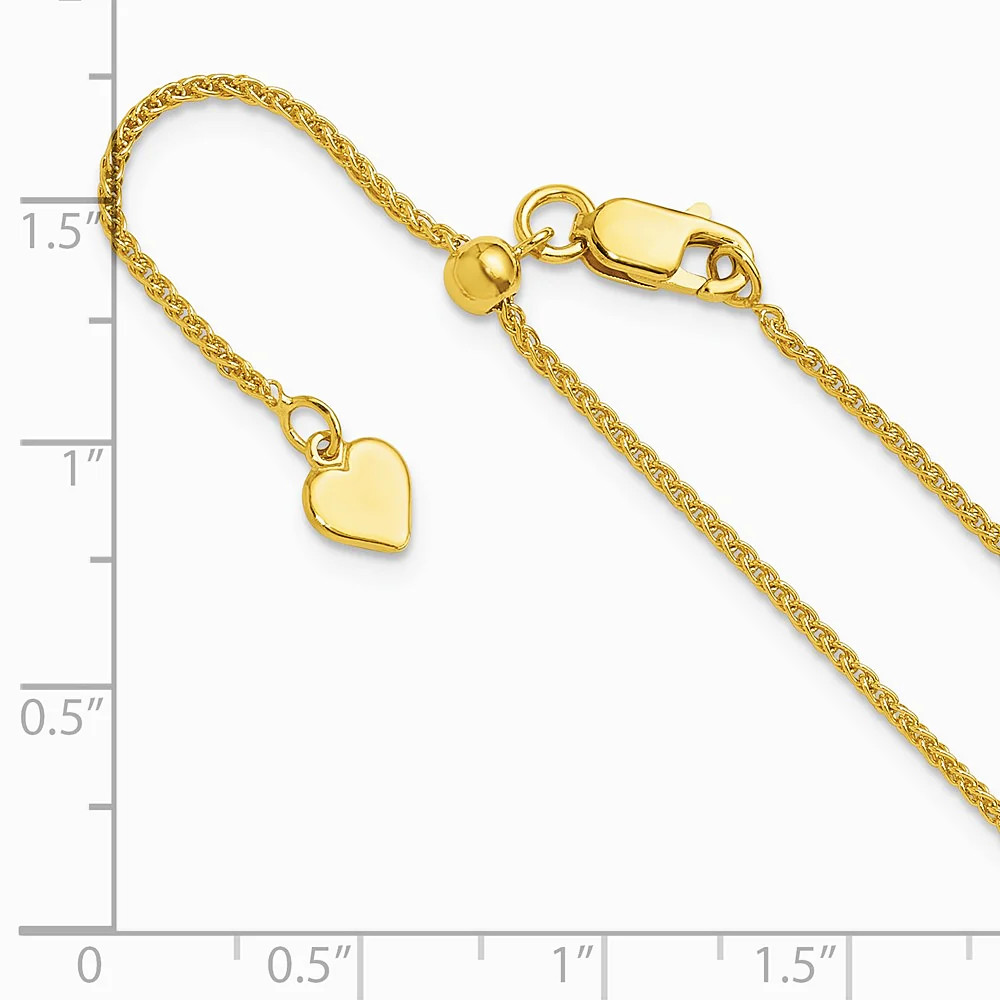 Sterling Silver Adjustable Gold-Plated 1.3mm Spiga Chain Necklace 22″-30″